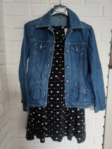 Zdjęcie oferty: Komplet Sukienka i jeansowa kurtka koszula 140 cm 