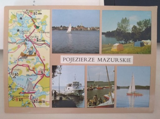 Zdjęcie oferty: MAZURY, 1975 r., kartka-reklama Żeglugi Mazurskiej