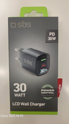 Zdjęcie oferty: Ładowarka sieciowa uniwersalna SBS LCD GaN PD 30W USB-C / USB-A Zielona