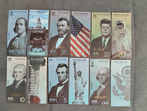 Zdjęcie oferty: USA 6x zestaw banknotów polimerowych PREZYDENCI