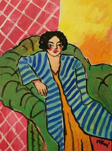 Zdjęcie oferty: obraz do salonu kobieta na kanapie