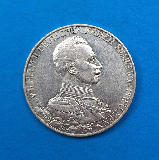 Zdjęcie oferty: Prusy 3 marki 1913, 25 lat Wilhelma II, Ag 0,900