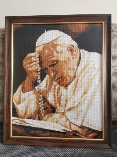 Zdjęcie oferty: Obraz haftowany na kanwie: "Jan Paweł II"