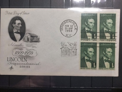 Zdjęcie oferty: USA 1959 Miejsce Urodzin A. Lincolna First Day 