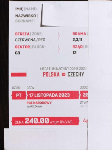 Zdjęcie oferty: Bilet Kolekcjonerski Polska - Czechy