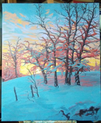 Zdjęcie oferty: Zima I, obraz ręcznie malowany 