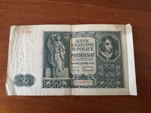 Zdjęcie oferty: Banknot 50 złotych 1941