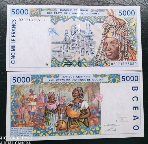 Zdjęcie oferty: Afryka Zachodnia, 5000 francs UNC