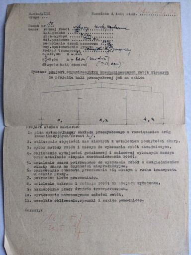 Zdjęcie oferty: Kartka z zadaniem Budownictwo lądowe 1959?