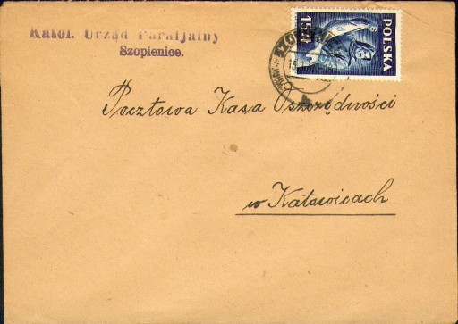 Zdjęcie oferty: Szopienice (Katowice) - Koperta z 1948 r. 