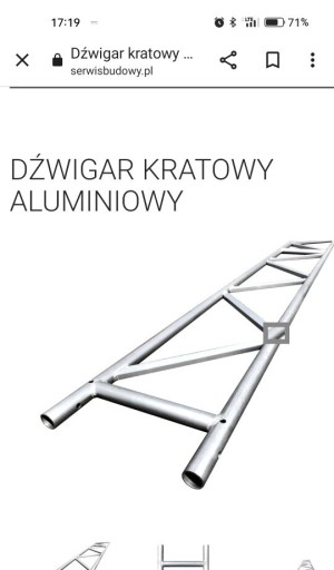 Zdjęcie oferty: Dźwigar aluminiowy kratowy używany.