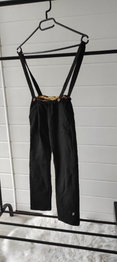 Zdjęcie oferty: Spodnie Bawełna Eleganckie z Szelkami 128 Czarne