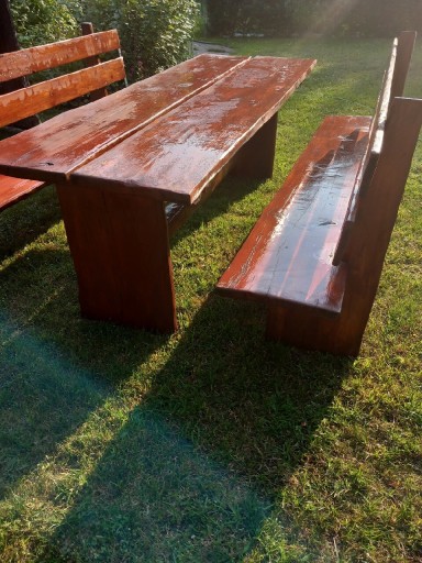Zdjęcie oferty: Stół i dwie ławy drewniane 