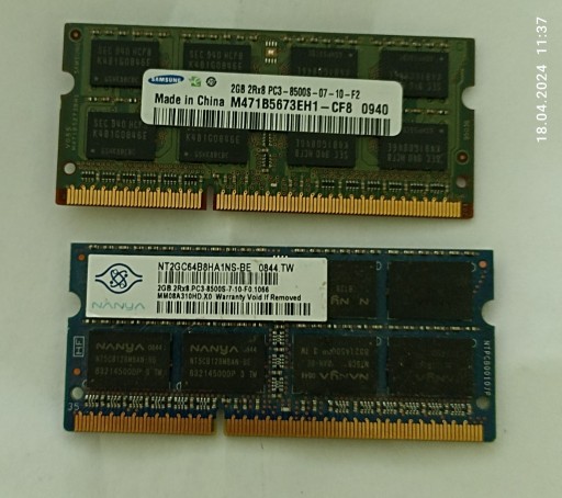 Zdjęcie oferty: Kość RAM 2 GB SODIMM DDR3 8500s SAMSUNG-TANIO!-OK!