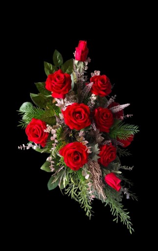 Zdjęcie oferty: Stroik wiązanka na grób cmentarz róże welurowe 