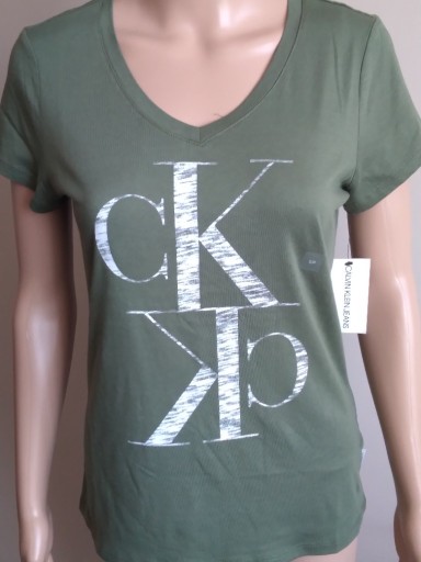 Zdjęcie oferty: Koszulka damska Calvin Klein r. S oliwkowa