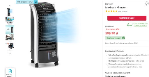 Zdjęcie oferty: Super Nowy  Klimator Maxfresh 4w 1 Najlepsza Cena!