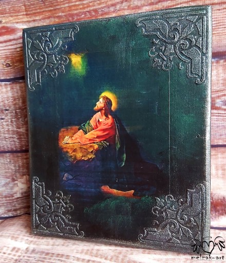 Zdjęcie oferty: Ikona Jezus w Ogrójcu decoupage handmade