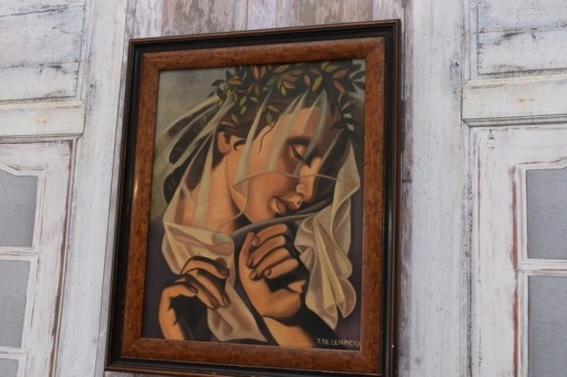 Zdjęcie oferty: T DE ŁEMPICKA - kobieta z wiankiem - stary obraz