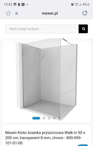 Zdjęcie oferty: Ścianka prysznicowa Mexen Kioto Walk-in 90x200 cm