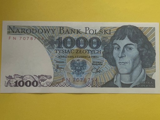 Zdjęcie oferty: 1000zł. Kopernik 1982r. seria FN - stan UNC