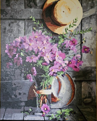 Zdjęcie oferty: Obraz 50x40 malowany po numerach kwiaty