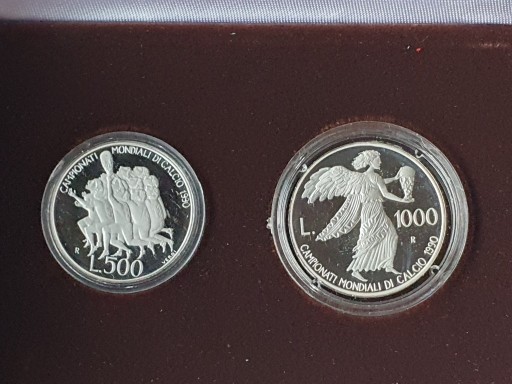 Zdjęcie oferty: San Marino 500 Lire 1000 Lire Mundial 1990 PROOF