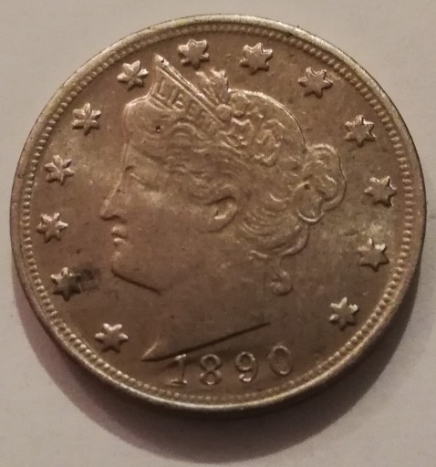 Zdjęcie oferty: USA 5 cents 1890 Liberty Nickel pięć centów moneta