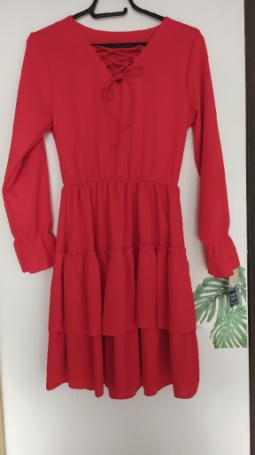 Zdjęcie oferty: Sukienka czerwona falbanki S M 
