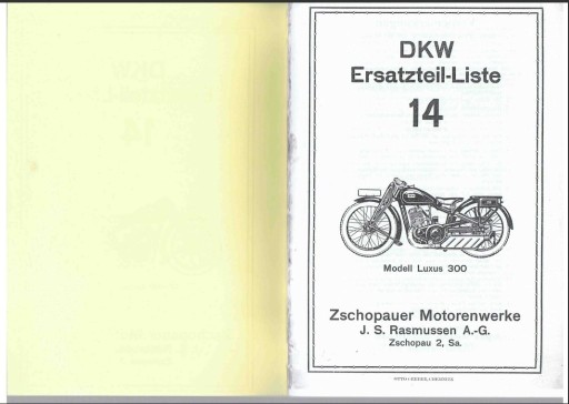 Zdjęcie oferty: DKW Luxus 300  -  DKW Ersatzteil- Liste 14 