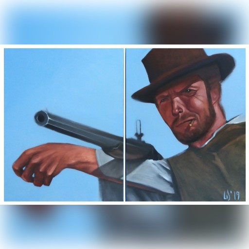 Zdjęcie oferty: Dyptyk dwa obrazy o wymiarach 40x50 Clint Eastwood