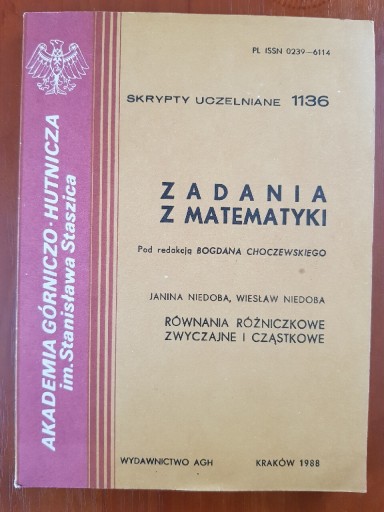 Zdjęcie oferty: Zadania z matematyki równania różniczkowe Niedoba