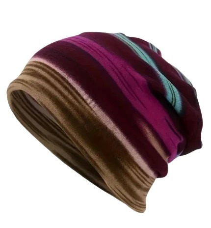 Zdjęcie oferty: Fioletowa czapka zimowa wiosenna Boho damska szal