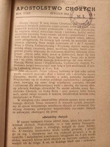 Zdjęcie oferty: Apostolstwo chorych 1952r nr. 1- 12