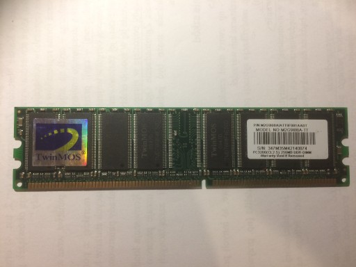 Zdjęcie oferty: Pamięć RAM TwinMOS 256MB DDR PC3200 CL2.5