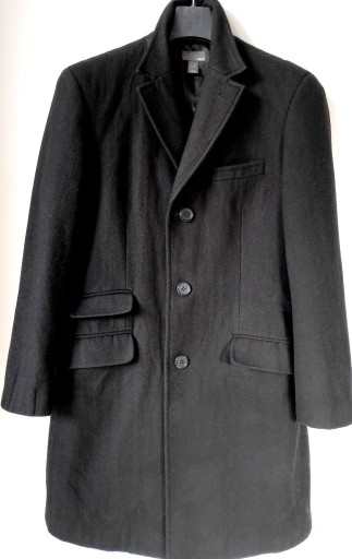 Zdjęcie oferty: H&M męski płaszcz kurtka 46 M czarny wełna