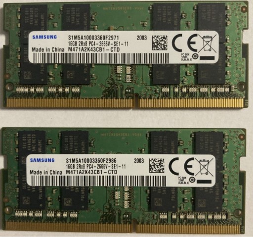 Zdjęcie oferty: Pamięć Ram 16Gb 100% Memtest Sodimm DDR4 Samsung 16GB 2666mhz