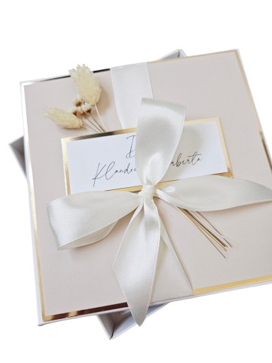 Zdjęcie oferty: Kartka w pudełku ślub ślubna wesele boho beż beżowa suszone kwiaty