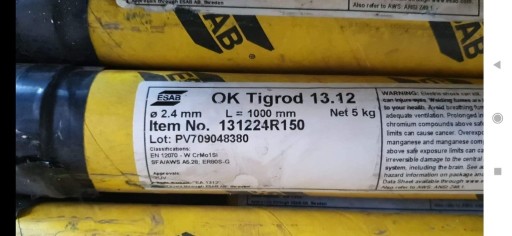 Zdjęcie oferty: Drut spawalniczy TIG ESAB OK Tigrod 13.12 fi 2,4 m
