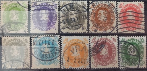 Zdjęcie oferty: Znaczki pocztowe Dania 1930 pełna seria 60 r.Król 