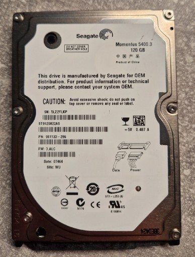 Zdjęcie oferty: Dysk Twardy HDD Seagate SATA 120GB