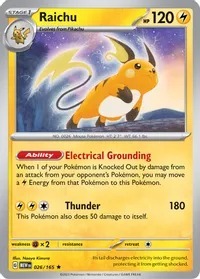 Zdjęcie oferty: Raichu 151 MEW 026/ 165 Holo