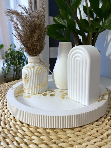 Zdjęcie oferty: Taca wazon zestaw ozdobny gips ceramika 