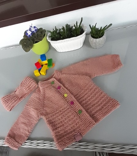 Zdjęcie oferty: Dziewczęcy sweterek niemowlęcy z opaską 