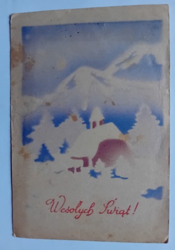 Zdjęcie oferty: Pocztówka bożonarodzeniowa, 1953 r. 