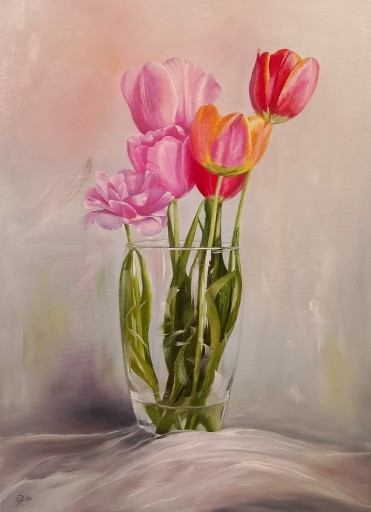 Zdjęcie oferty: Tulipany , obraz olejny na płótnie .