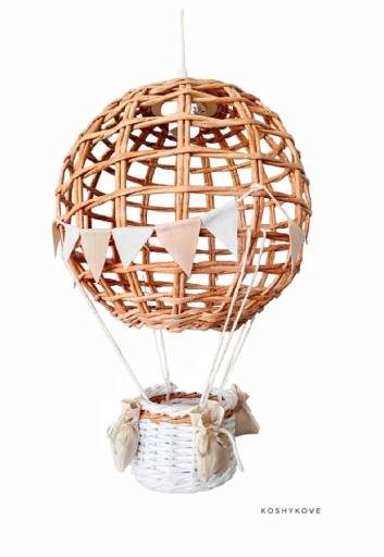 Zdjęcie oferty: Lampa balon wisząca handmade biały natur len