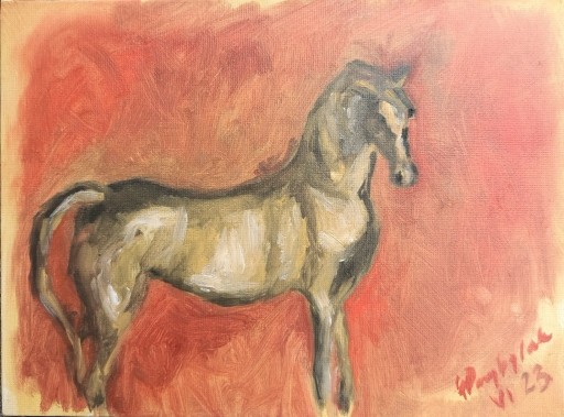 Zdjęcie oferty: Obraz olejny "Koń arabski", 15x20cm
