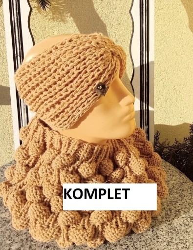 Zdjęcie oferty: Komplet: opaska +duży komin -kolor beż