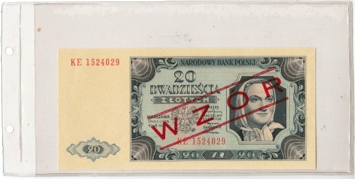 Zdjęcie oferty: 20 zł., 1 lipca 1948 r., WZÓR, UNC, seria KE